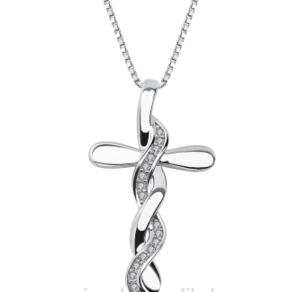 1 Oak Jewelry - New Diamond Silver Cross Gift Pendant Necklace
